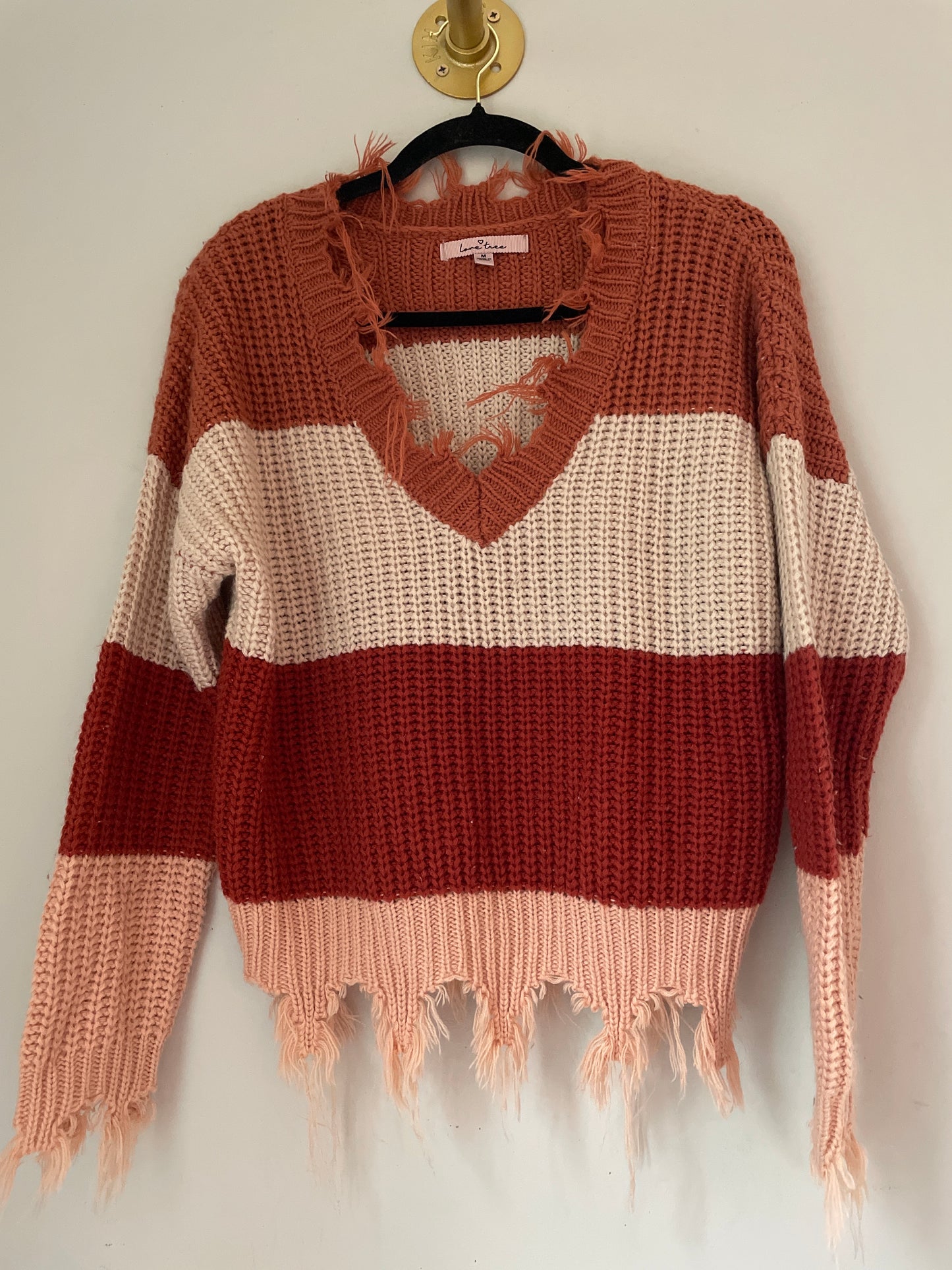 M lovetree Stripe + Fray Sweater