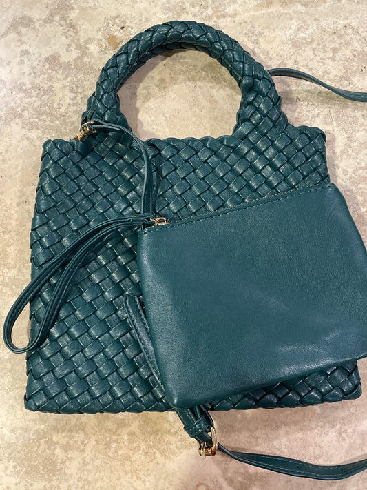 Teal Mini Woven Cross leg + Pouch