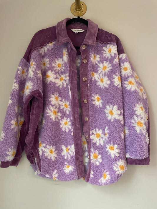 S Davi & Dani Purple Daisy Sherpa Shacket