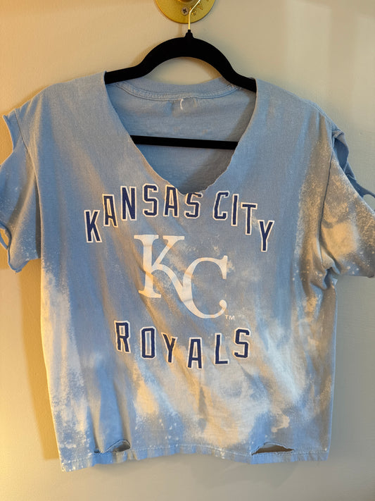 M Blue KC Royals Bleached Distressed Tee