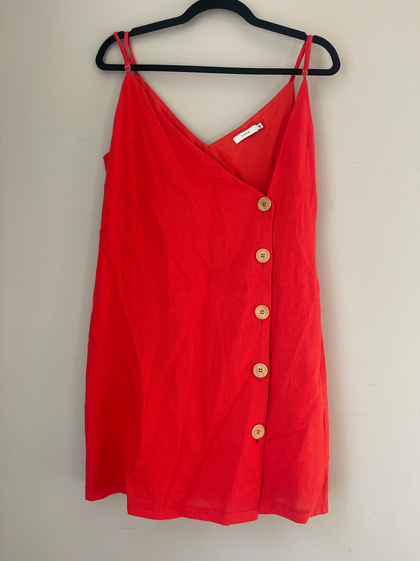 L lush Orange Button Front Mini Dress