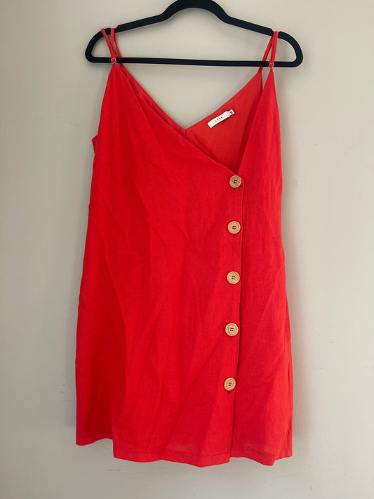 L lush Orange Button Front Mini Dress