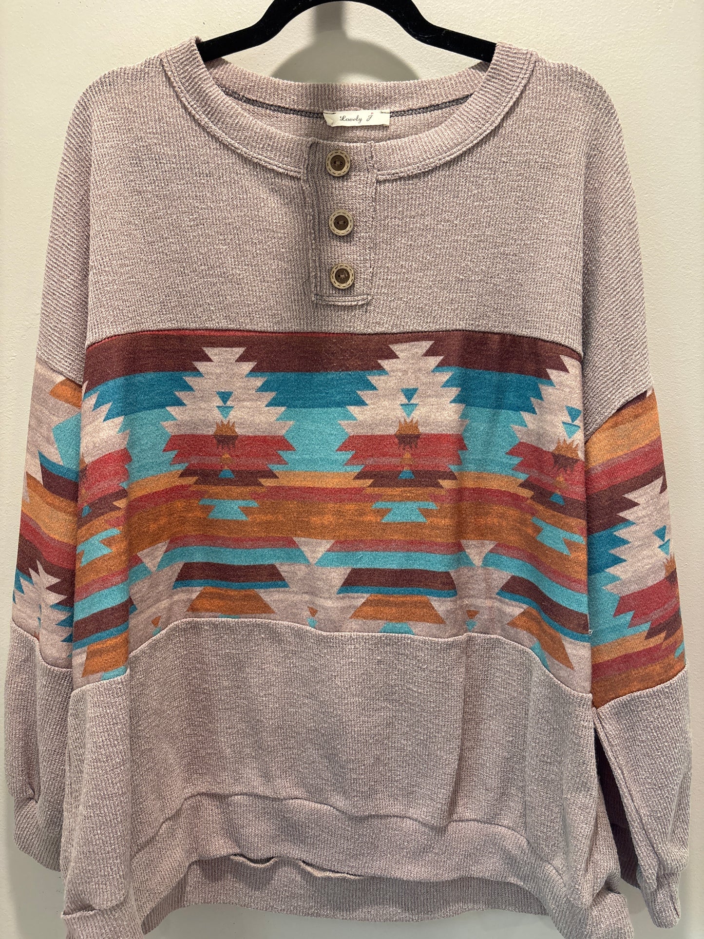 2XL Aztec + Button Top