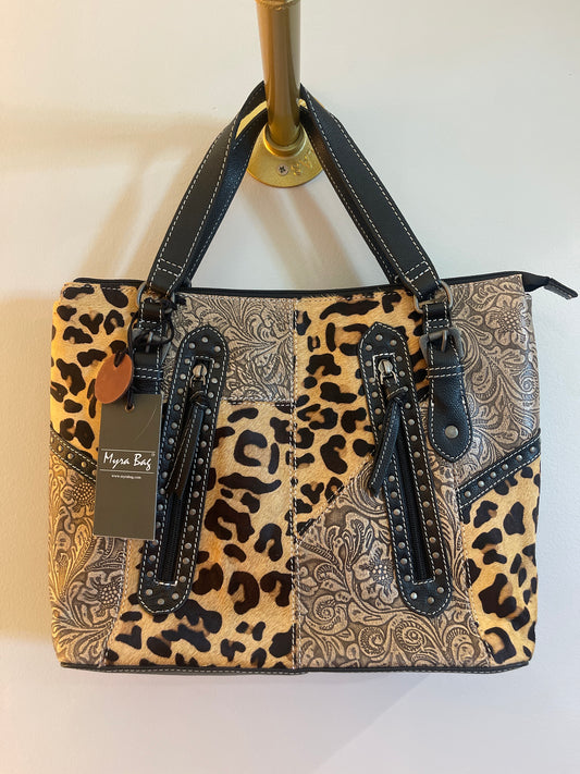 NWT MYRA JAGUAR TRAIL HAIRON & LEATHER BAG