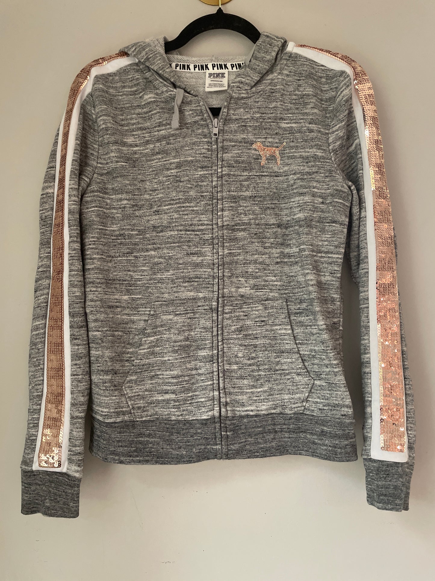 S Victorias Secret PINK Bling Floral Zip Up Hoodie