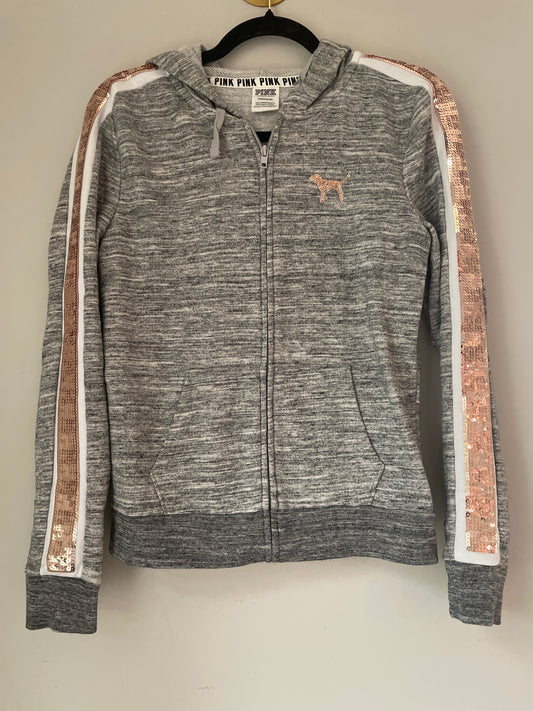 S Victorias Secret PINK Bling Floral Zip Up Hoodie