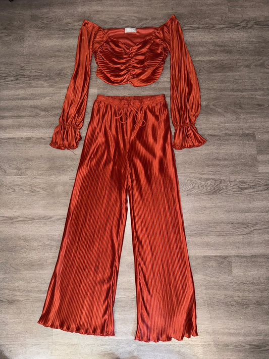 M Blue B. Rust Off The Shoulder Pants Set
