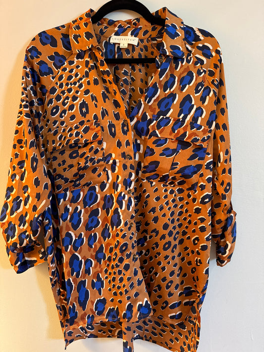 S LoveStitch Rust Cheetah Print Button Up