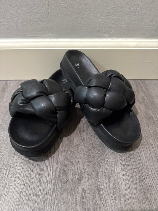 7 H&M Black Braided Slides