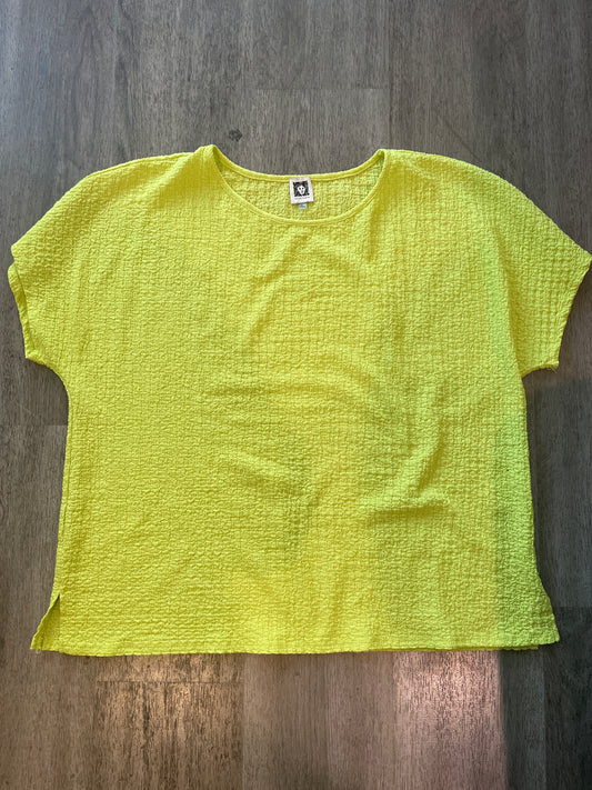 XL Anne Klein Textured Boxy Top – Bright Yellow