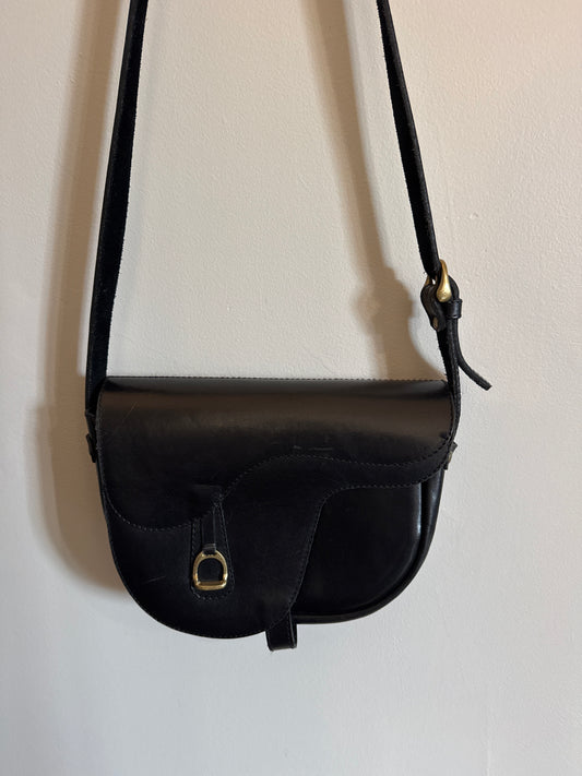 Black Genuine Leather Equestrian Bag