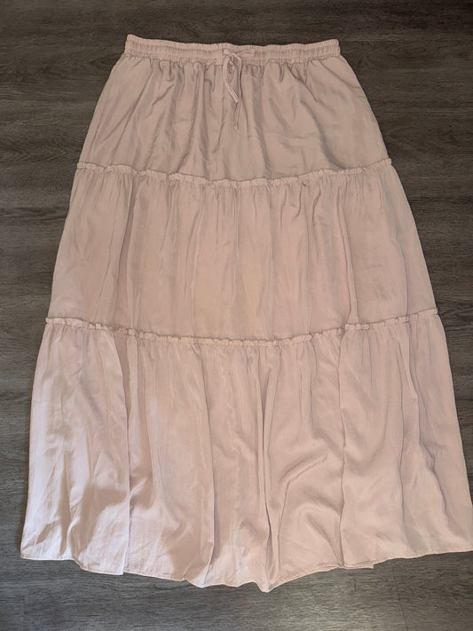 2XL Beige Tiered Maxi Skirt