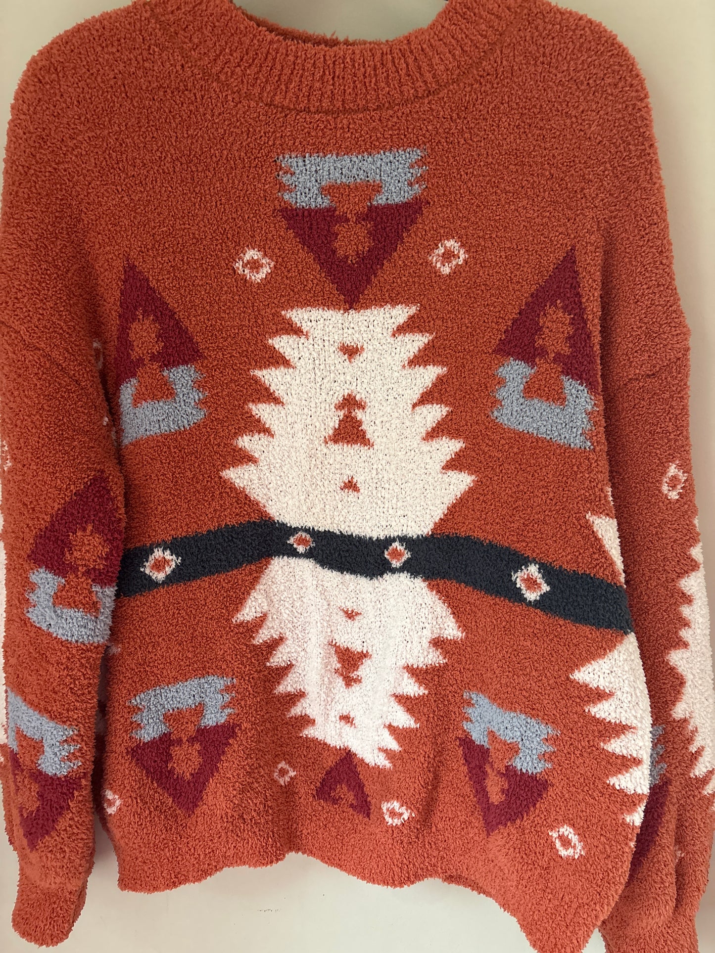 XL Rust Aztec Print Sweater