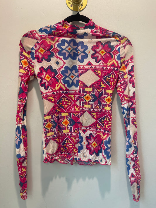 XS Free People Movement Printed High Jump Long Sleeve