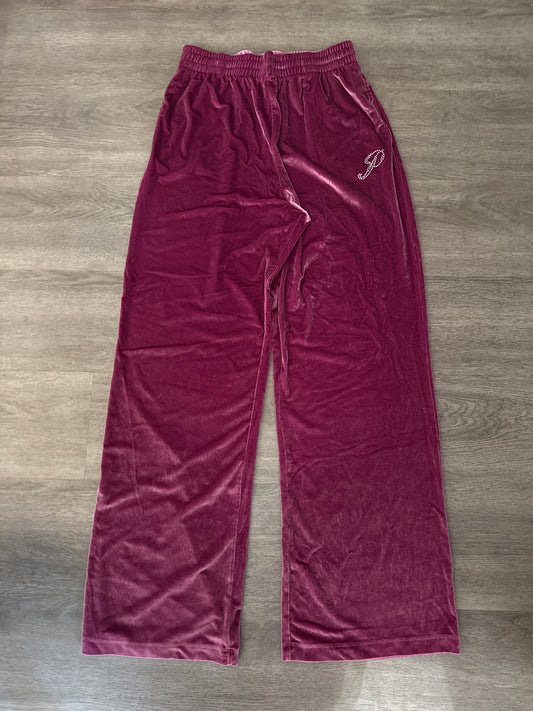 M PINK Velour Wine Wide Leg Pants
