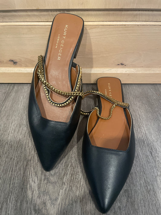 41 Kurt Geiger London Chain Strap Pointed Mule Heels – Black
