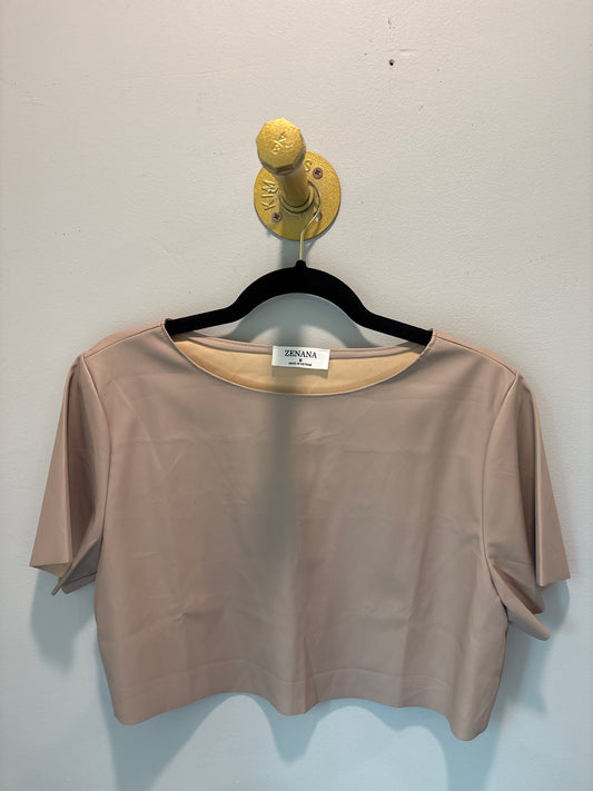 Small Zenana Taupe Faux Leather Crop