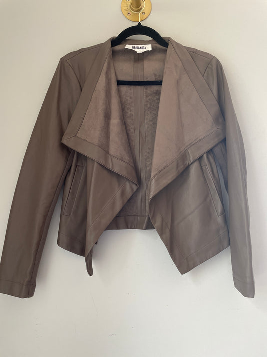 S Bb Dakota Brown Pleather + Faux Suede Jacket
