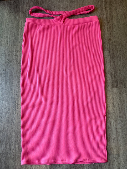 L Future Collective Pink Ribbed Skirt