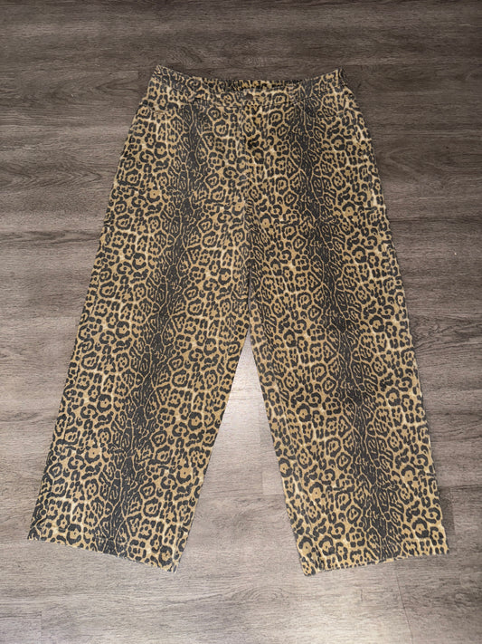 L Gilli Cheetah Print Wide Leg Denim Pants