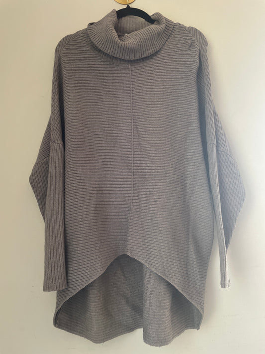 S Cyrus Gray Turtleneck Sweater Tunic