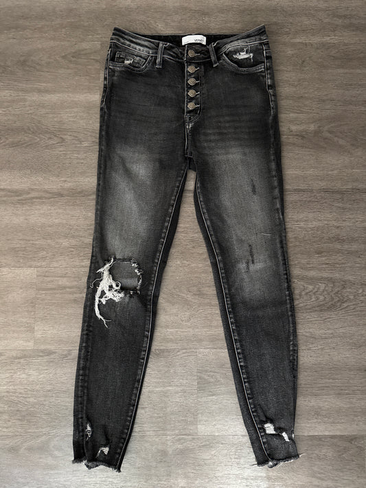 29 Vervet Black Distressed Skinny Jeans