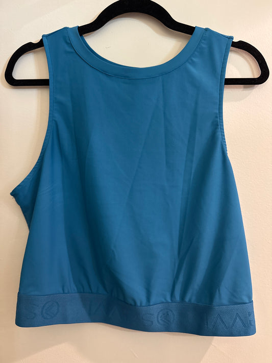 L NWT SAVVI Blue Talia Active Cropped Tank