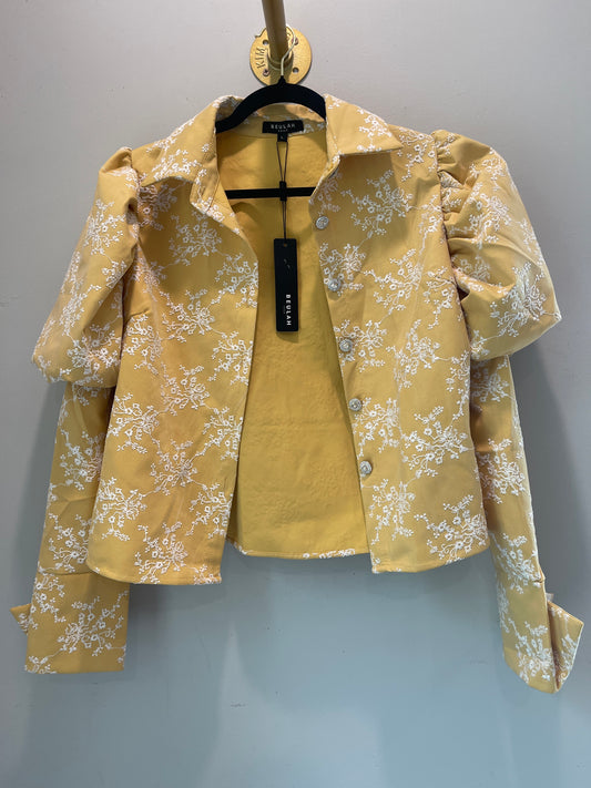 L NWT Beulah Yellow Puff Sleeve Jacket