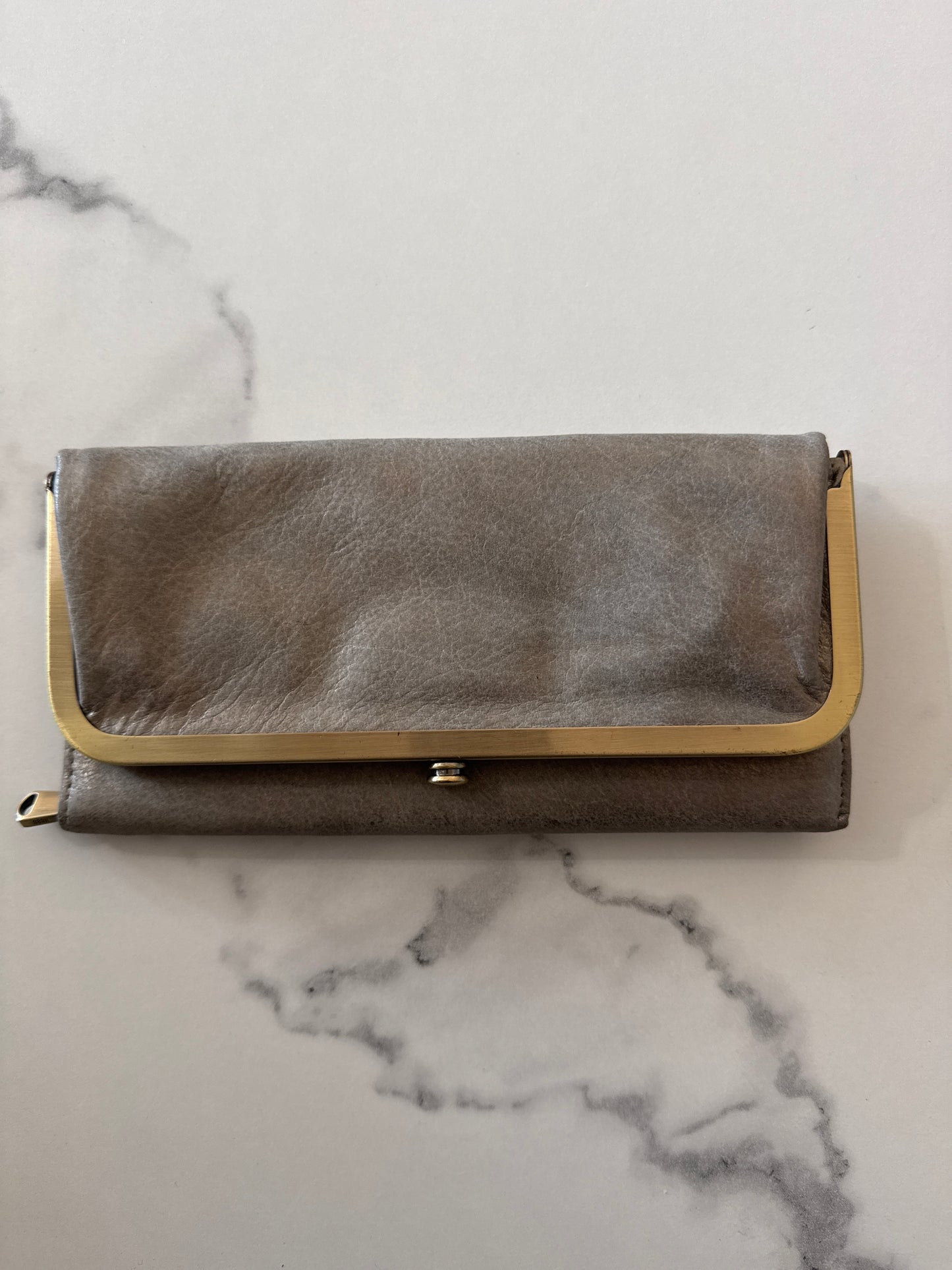 Hobo Metallic Gray Tri-Fold Clutch