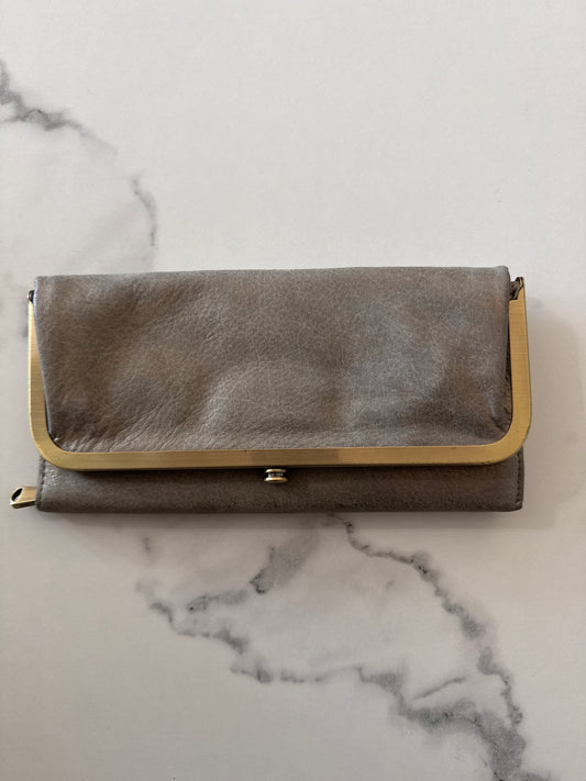 Hobo Metallic Gray Tri-Fold Clutch