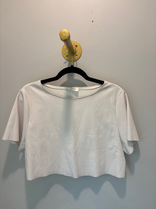 Small Zenana Cream Faux  Leather Crop