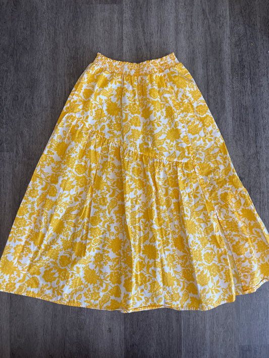 XS Who What Wear Yellow Floral Skirt