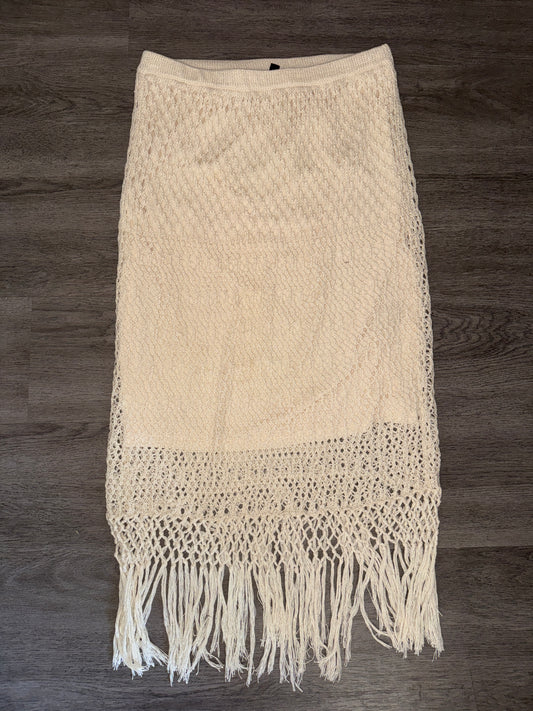 L Jessica Simpson Cream Crocheted Maxi Skirt