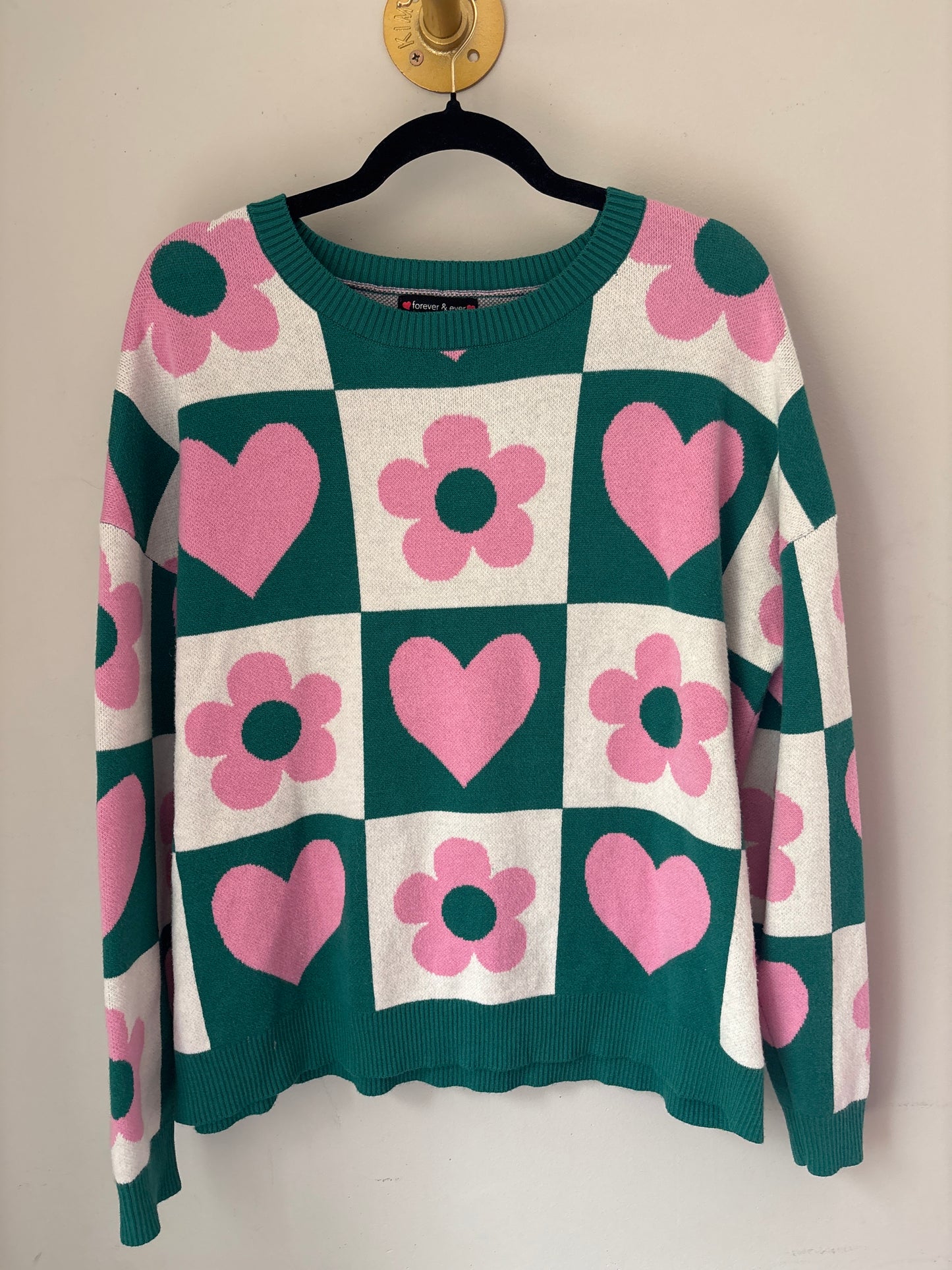 XL Mod Hearts and Flowers Sweater