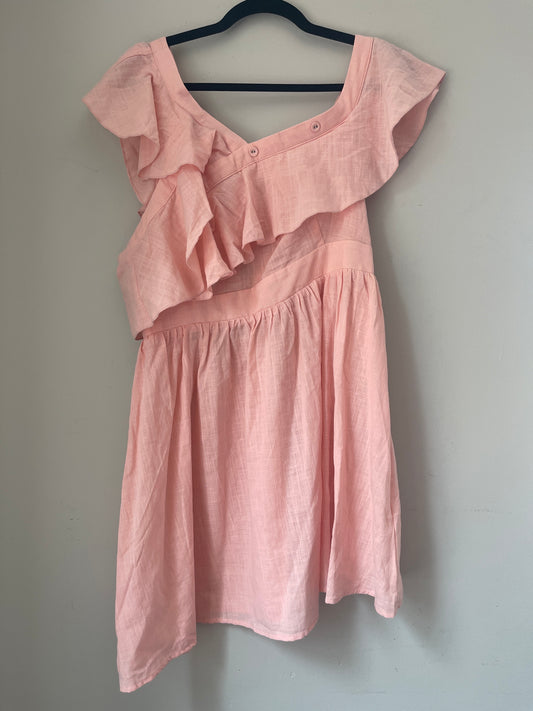 L NWT Pink Ruffle & Buttons Dress