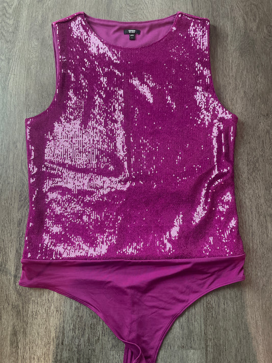 L Express Sequin High Neck Bodysuit – Fuchsia