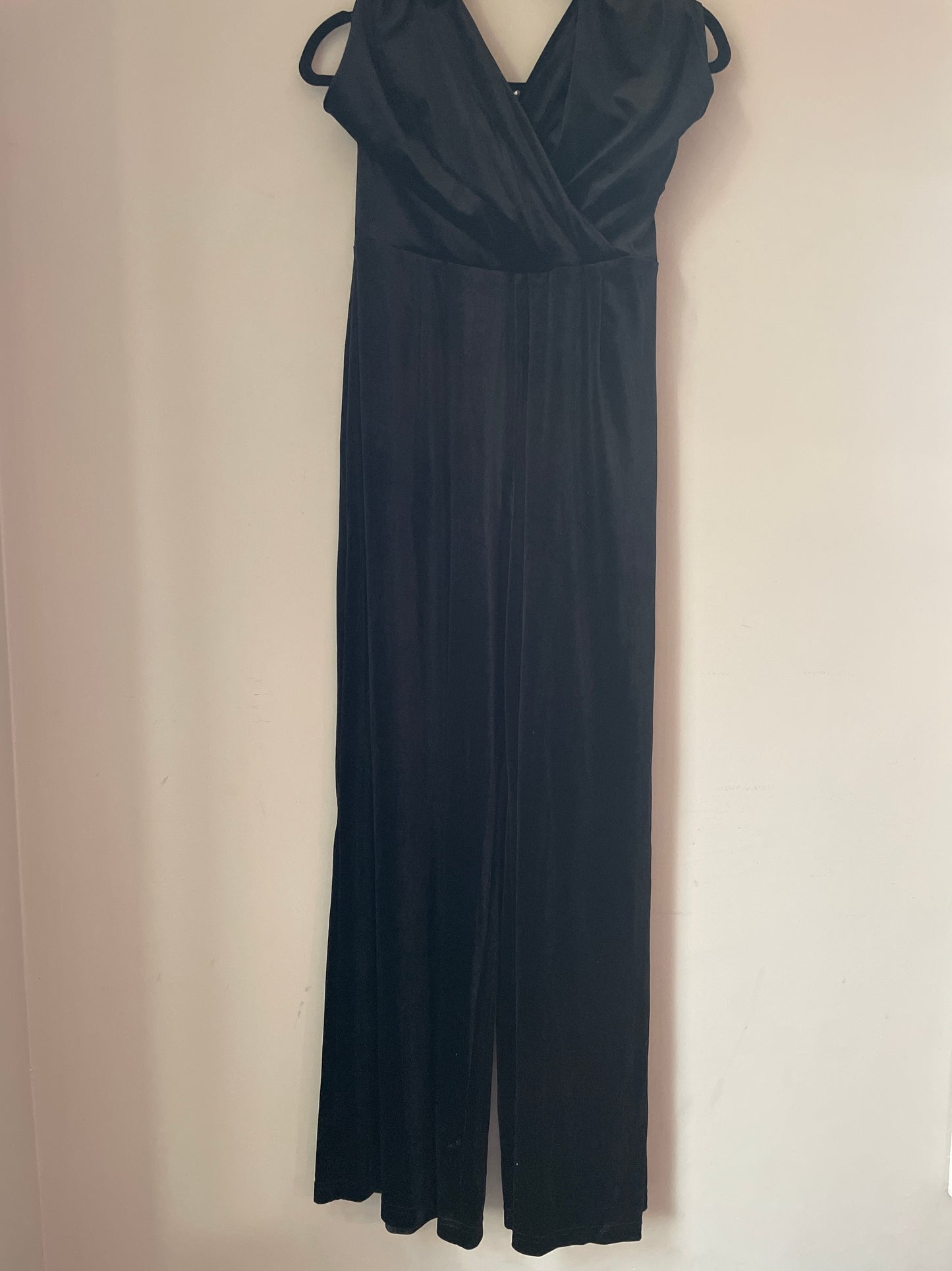 L Nine West Black Velvet Halter Romper