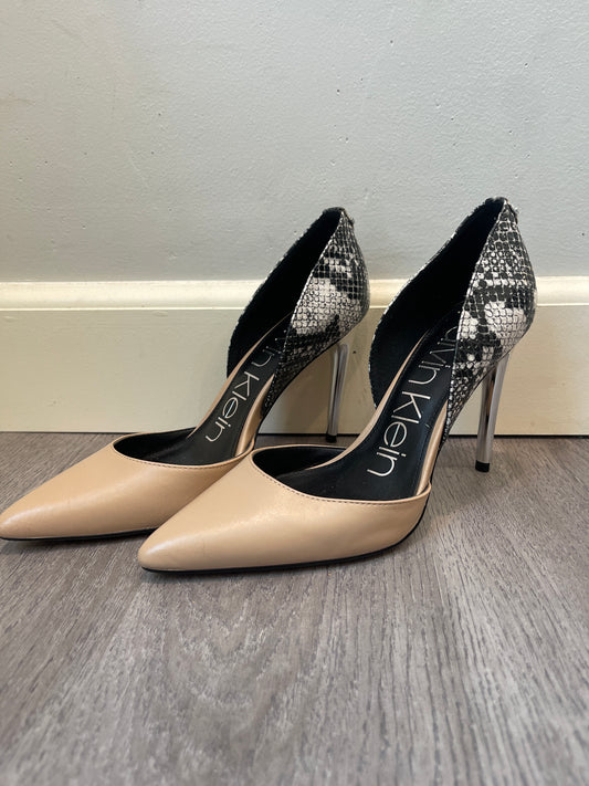 7.5 Calvin Klein Sabrina Nappa Snake Stiletto Heel
