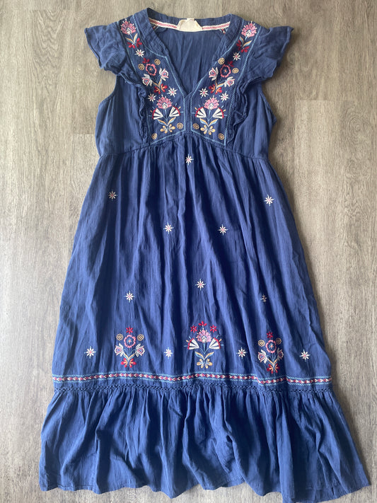 M Nuture Navy Embroidered Midi