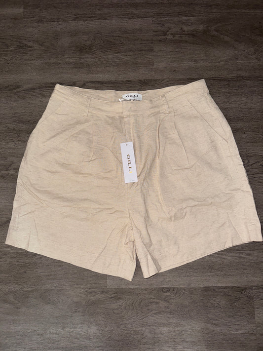 L NWT Gilli Tan Linen Pleated Shorts