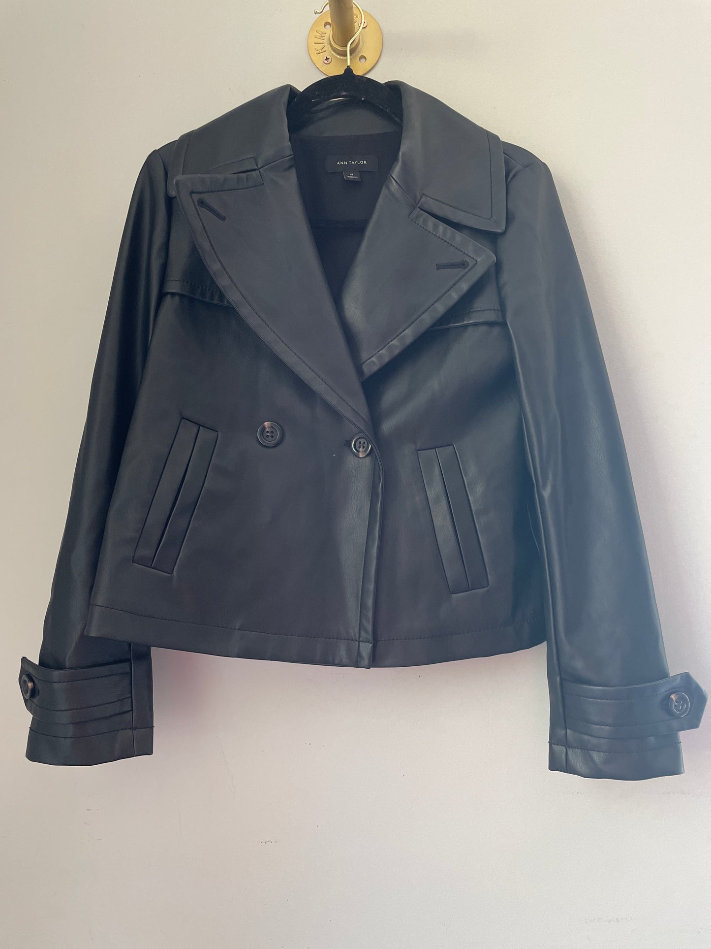 XS Ann Taylor Black Pleather Jacket
