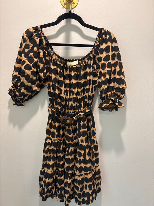 XS Beach Gold Animal Print Dress