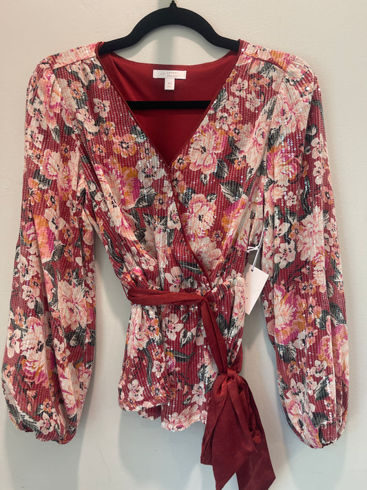 XS NWT Lauren Conrad Sequin + Floral Blouse