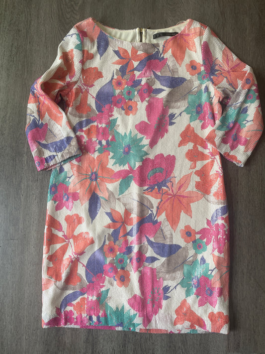 M Zara Basics Sequin Floral Mini Dress