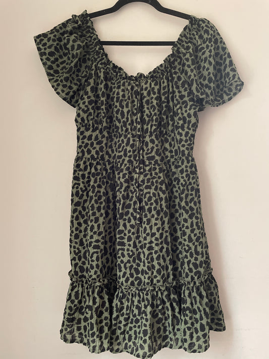 M mi ami Green Animal Print Dress