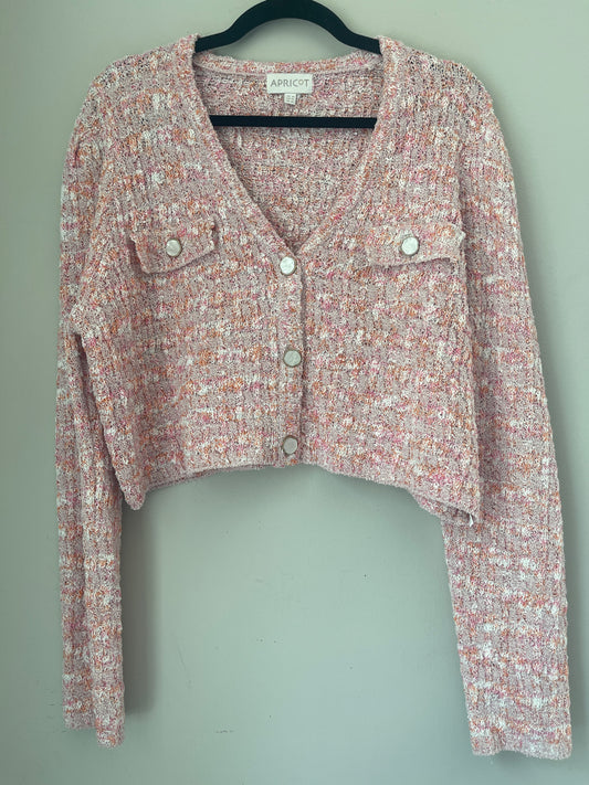 12 Apricot Cropped Knit Cardigan