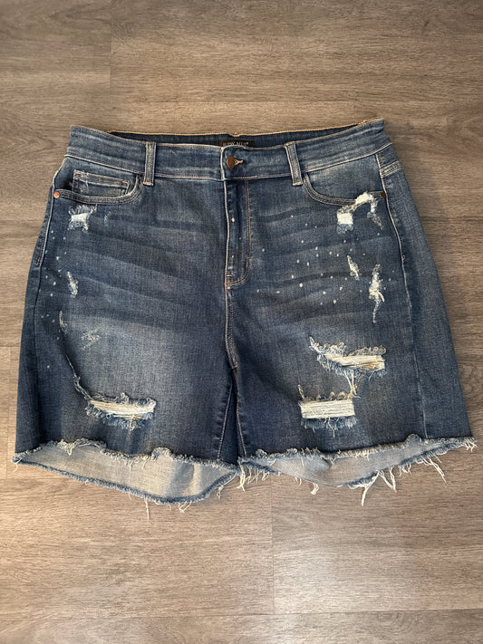 3XL Judy Blue Bleach Splashed Cut Off Shorts
