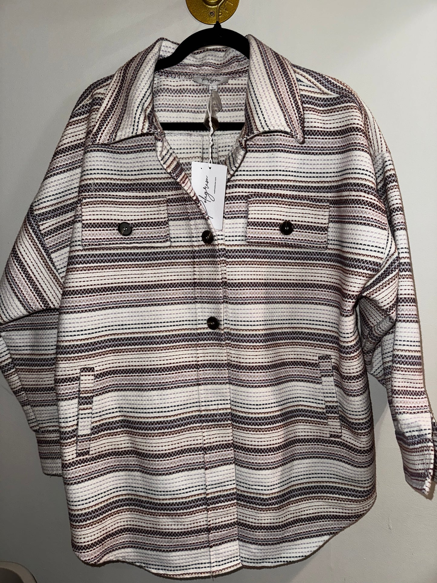 L NWT Polagram Aztec Shacket