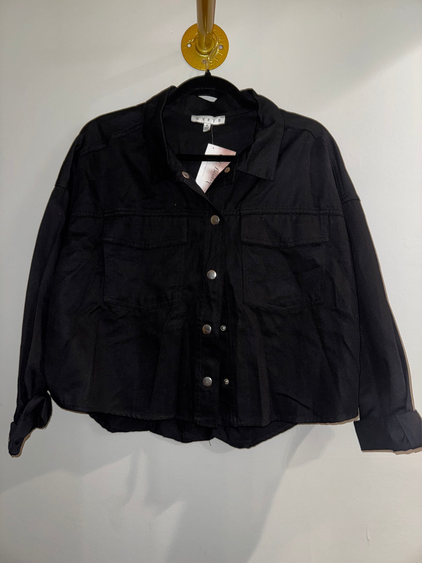 L NWT HYFVE black denim Shacket