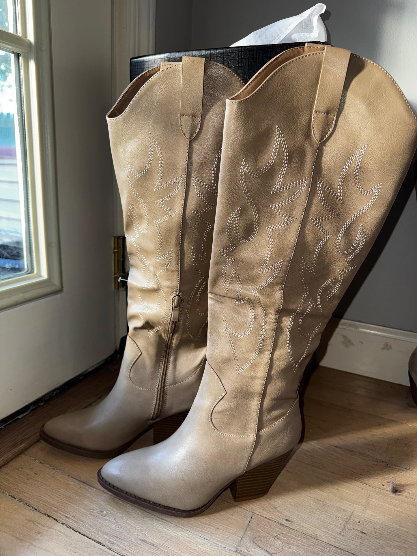 6 Taupe Tall Western Boots